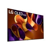 Vista laterale leggermente inclinata verso sinistra del TV LG OLED evo, OLED G4 sulla parete